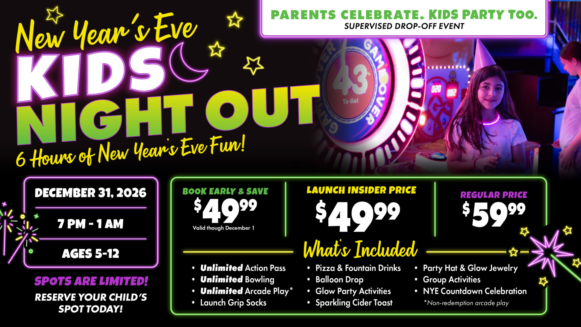 Kids Night Out and New Year's Eve Kids Night Out at Launch Clearwater